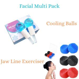 Jawline Exerciser Jaw Trainer & Cooling Ice Globes Facial Massager Multi Pack